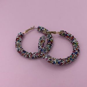 BaubleBar Jewelry - Rainbow Crystal Hoop Earrings BaubleBar Jewelry - Rainbow Crystal Hoop Earrings